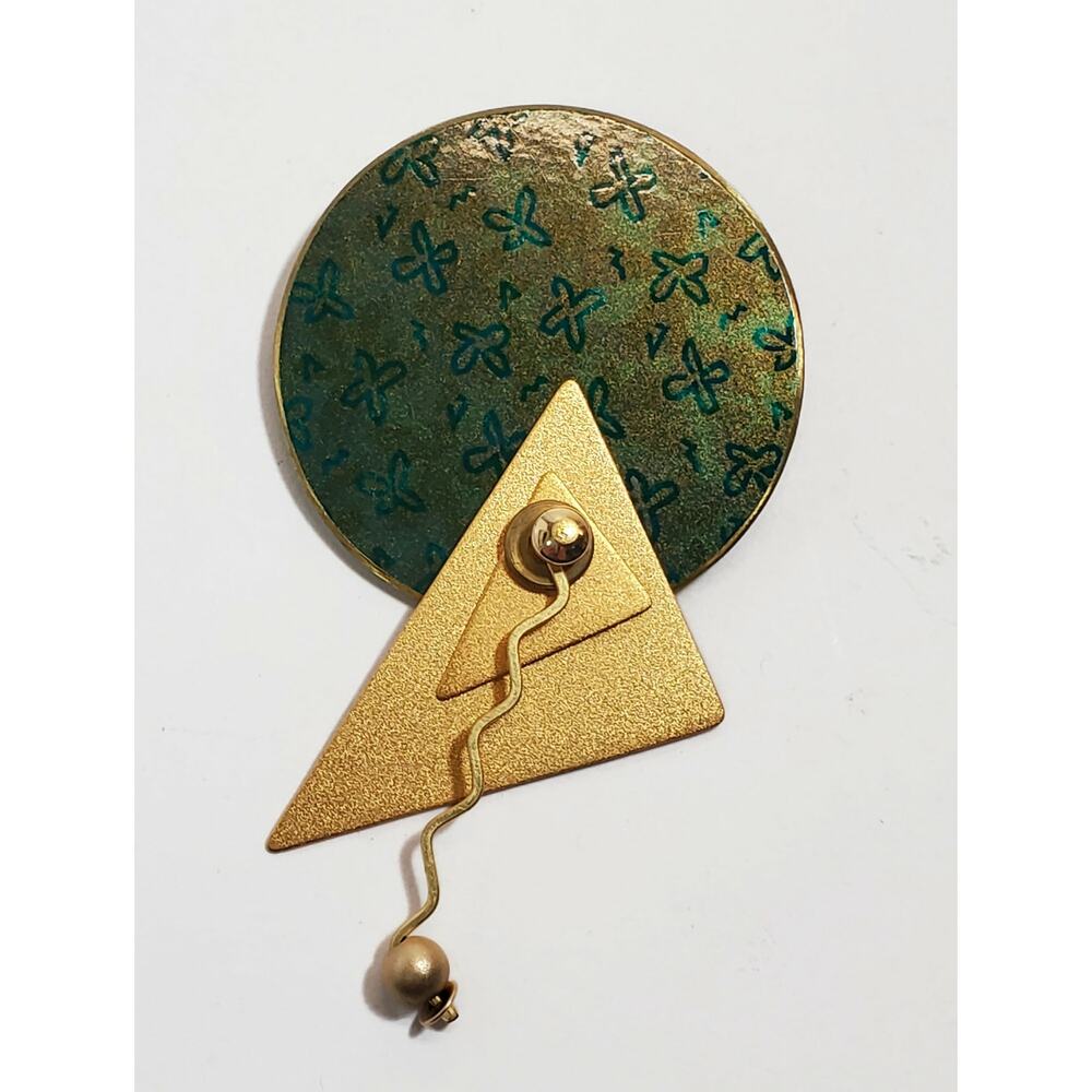 Vintage Kinetic Geometric Brass Pin Brooch